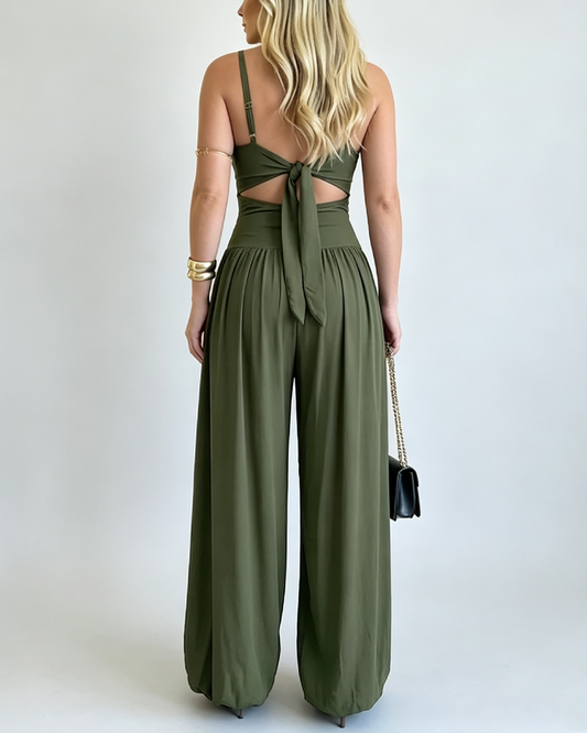 Chic Cut-Out Tank Spaghetti Strap Wide-Leg Jumpsuit